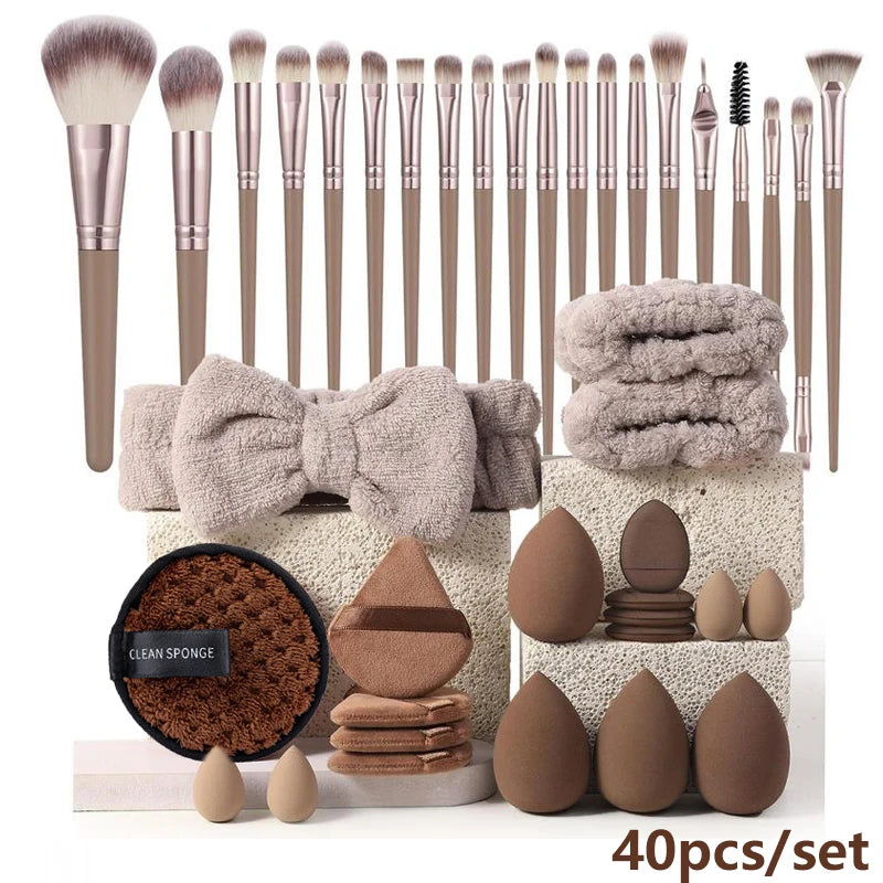 20/40pcs Professional Makeup Brush And Sponge Set